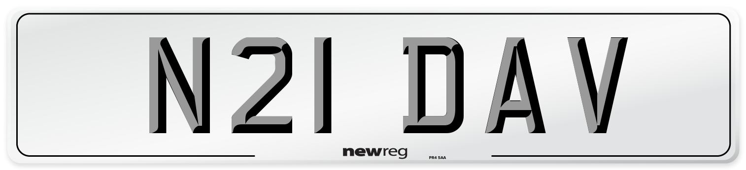 N21 DAV Number Plate from New Reg